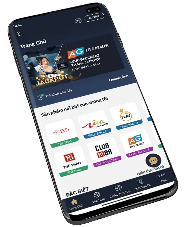 Giao diện ứng dụng 60win trên điện thoại hiển thị các trò chơi và tính năng
